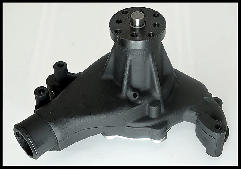 SBC CHEVY LONG WATER PUMP WITH ALUMINUM IMPELLER BLACK SATIN 8012BK